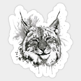 Bobcat Head Black and White Sticker